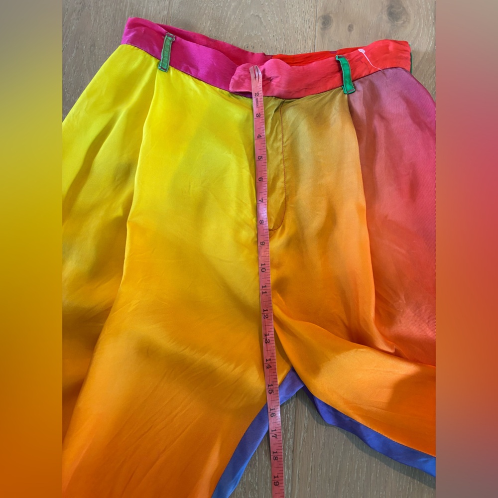 BRUCE GLEN Cupro Sunrise Prism Wide Leg Trouser Pants Rainbow size 29 NEW - Picture 13 of 15
